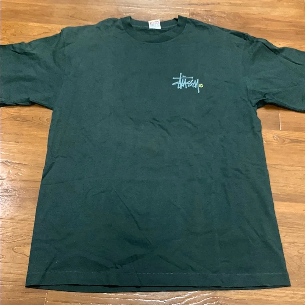 Vintage Stussy 80s Stussy Peace and Prosperity Hoodie Green Rare Stussy Wear USA Stussy Made in 80s